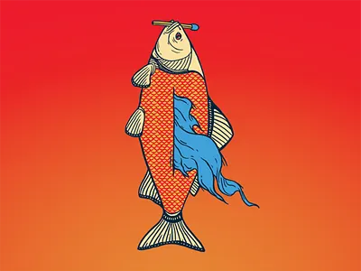 Self-Destruction color fire fish illustration match texture water