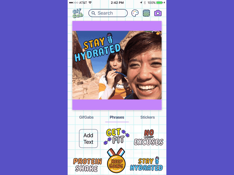 Work Out Stickers app gifgab mockup phrases stickers workout