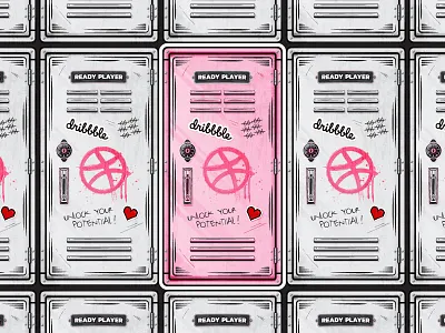 Dribbble Locker Room ball contest dribbble locker mule pink playoff rebound room sticker vector