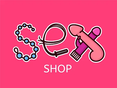 Sex shop logo concept concept flat illustration intimacy line logo sex shop toys