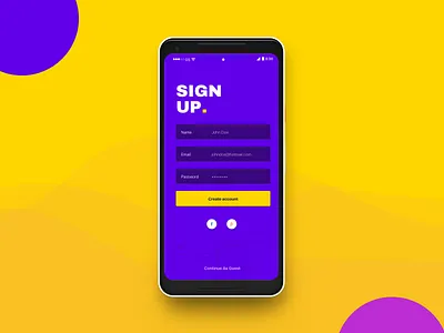 Sign Up | Daily Ui 001 app challenge dailyui mobile pixel 2 principle signup