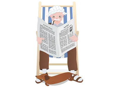 Deckchair deckchair illustration seaside sleepy dog