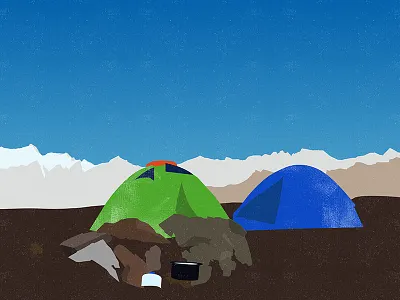 Illustration of a Campsite classic himalaya illustration mountain noise old tent trekking