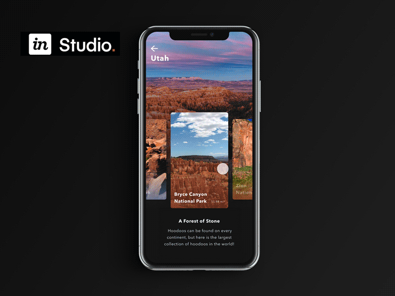 InvisionStudio Exercise_National Park Guide detail page fun guide invision studio motion national park travel ui design user experience visual design