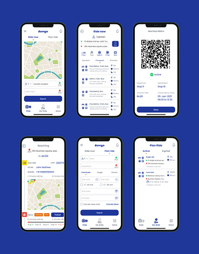 Commuter app with multiple transport types ui