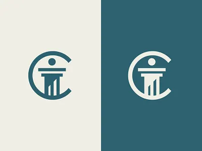 C-Law agency attorney coin column crypto financial firm law logo money pillar