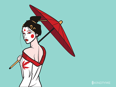 Geisha Dribbble cannabis character design goddess illustration kindtyme