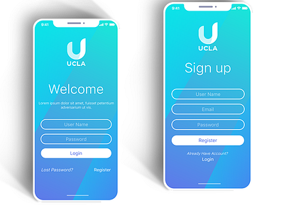 Login & Register #DailyUi app ios iphone x login register