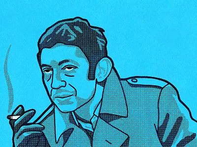 Serge french halftone illustration portrait procreate serge gainsbourg