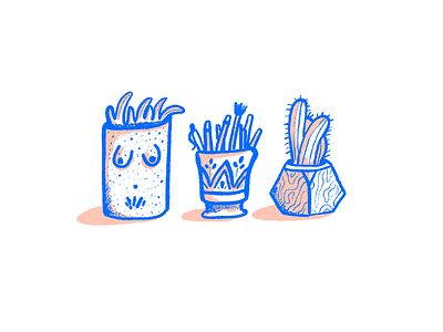 From the desk of boobies boobs cacti cactus cup desk duotone icon plants pottery sketch