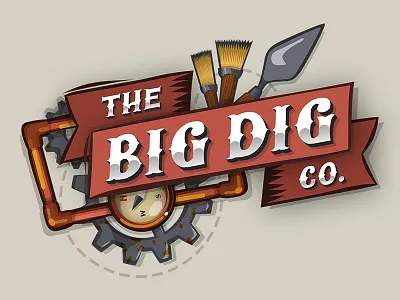 The Big Dig boardgame logo steampunk