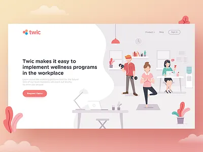 Landing Page Illustration for Wellness Program header header illustration hero illustration hero image homepage illustration landing page ui webdesign