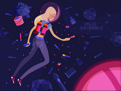 Hello Dribbble dribbble illustration welcome shot