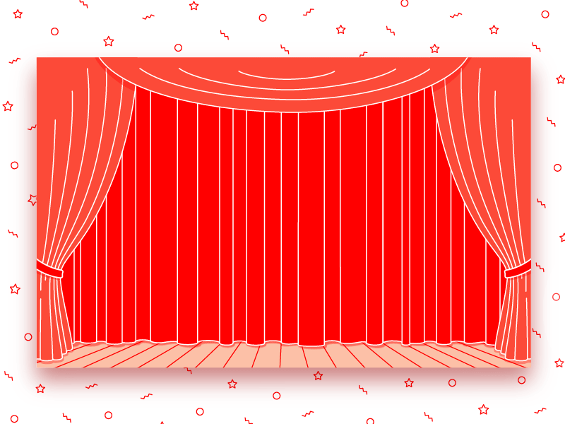 Theatrical 404 404 curtain illustration motion theater ui