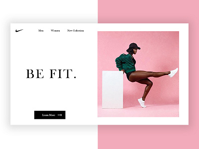 Minimal Nike Landing Page-2 best fit landing page minimal nike ui pink ux