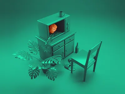 Warming up of the brain 3d brain c4d cinema cinema4d daily design fashion green illustration photoshop render