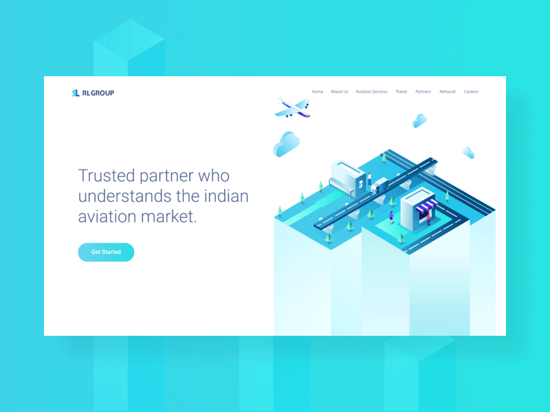 Landing Page Animation aeroplane animation aviation isometric motion travel ui ui animation website