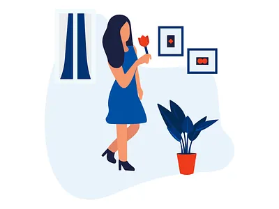 Ravenwood home illustration lady mobile