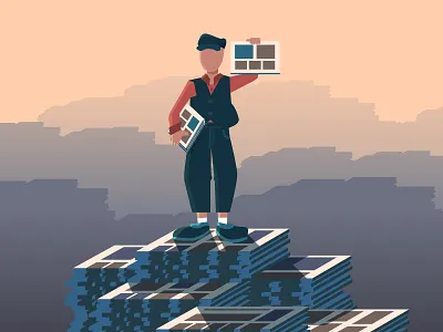 Telling Stories Amidst a Sea of Content boy character lemonly michael mazourek mike mazoo newsie newspaper pile pile of papers