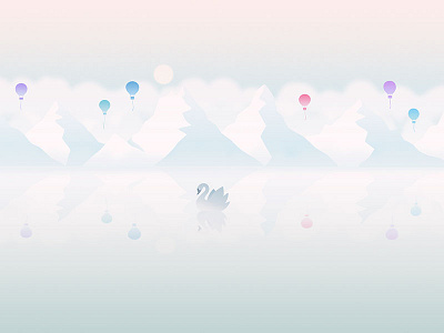 December background ballon balloon calendar cloud illustration lake mountain pastel soft swan wallpaper
