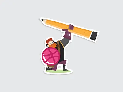 Dribbble is my weapon dribbble flat illustration pencil playoff rebound sticker warrior weapon