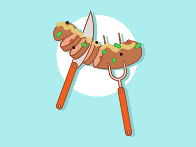 BBQ barbeque bbq flat fork knife sausage simple tasty