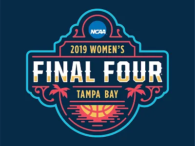 2019 NCAA Women's Final Four Logo Color Exploration basketball brand design brand identity branding color color theme color theory final four florida identity design illustrator logo logo design ncaa palm trees sign sunset tampa bay vector water