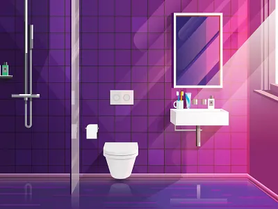 Serene animation bathroom evening illustration morning peaceful quiet safe space serene toilet zen zone