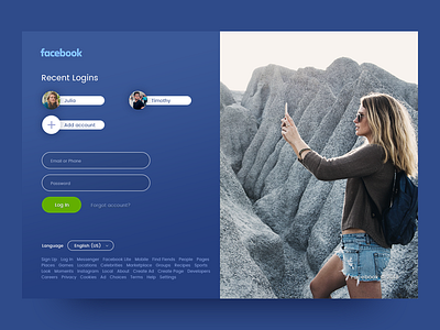 Facebook Log In page art branding clean design flat simple ui ux web website