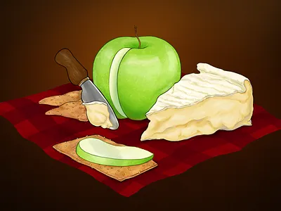 Camembert advertising apple camembert cheese food illustration illustration packaging realistic snack