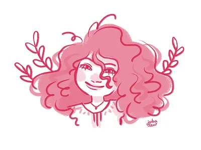 Cotton Candy Hair Girl art character cotton candy curly hair digital art digital painting drawing illustration pink