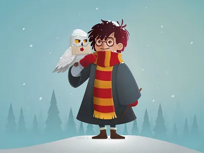 Harry Potter and Hedwig character harry harrypotter hogwarts letter owl potter winter