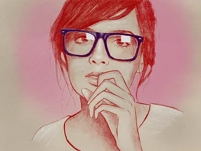 Glasses. digital illustration female glasses midtone paper procreate