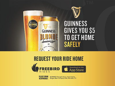 Ride home safely beer coaster dui glow guinness marketing poster uber