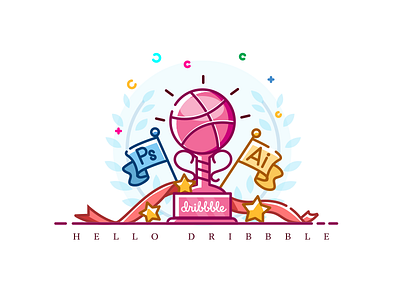 hello dribbble stroke，ps，ai