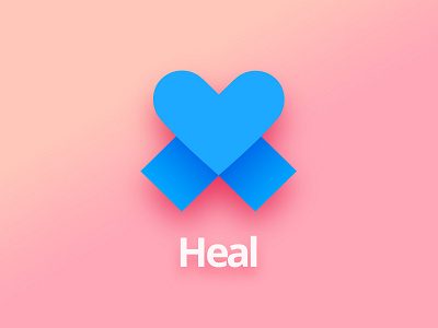 Heal blue branding heal health healthcare heart injure logo medical pink skin