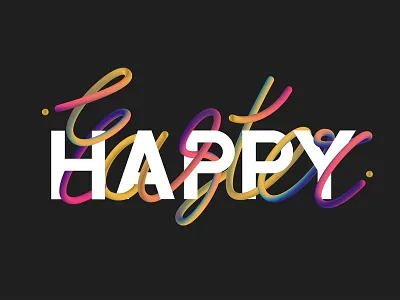 Happy Easter! adobe illustrator banner black card digital easter fluid holiday text typo typography vector