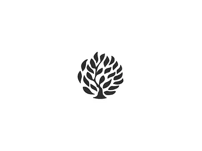 Tree Mark badge bw leaves lined logo minimal nature round simple tree vector
