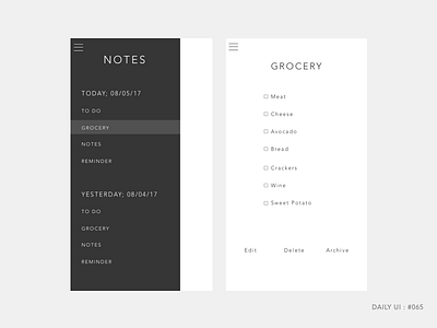 Daily UI 065 dailyui dailyui065 design minimal notes ui user experience user interface ux