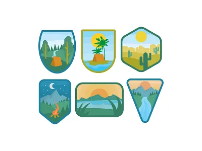 Outdoor Badge Icons badge camp camping crest icons outdoor scout stickers
