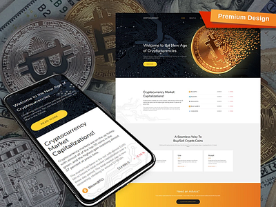 Bitcoin Cryptocurrency Premium Template design for website mobile website design web design website design website template