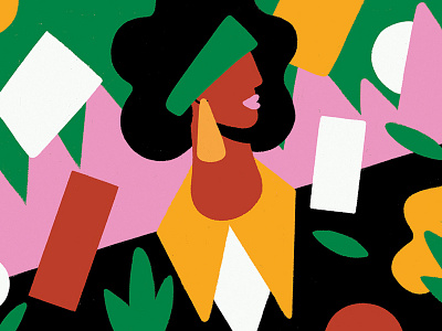 Looking Further colorful girl green illustration pink power women