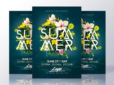 Summer Psd Flyer Templates club creative design flyer graphic party photoshop psd summer template