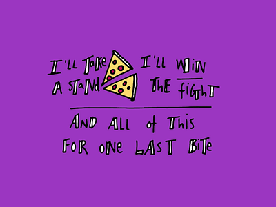 RhymerDesigner handdrawn illustration pizza purple type typography