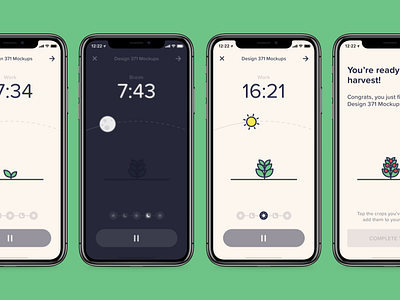 Harvest — Task Management App app farm fruit illustration interface ios mobile pomodoro productivity timer ui ux