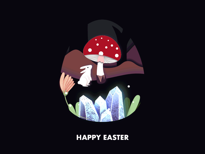 Easter bunny color easter egg forest illustration motion mushroom painting rabbit