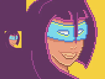 Woman in mask game girl pixel art pixels retro woman