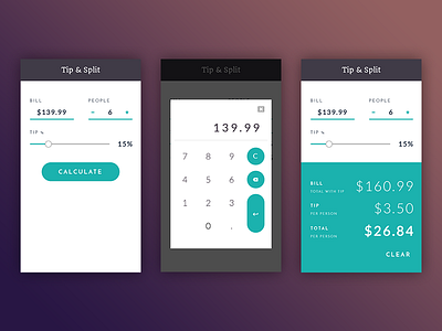 Daily UI #004 Calculator bill calculate calculator daily ui dailyui digits keypad percentage split tips