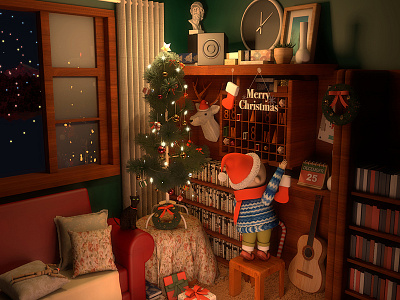 c4d work c4d christmas gift hello dribble