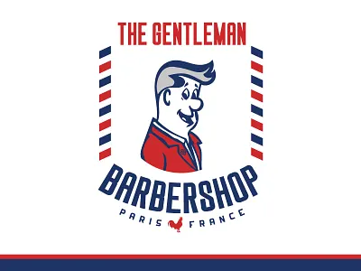 The Gentleman Barbershop barber french logo retro shop vintage